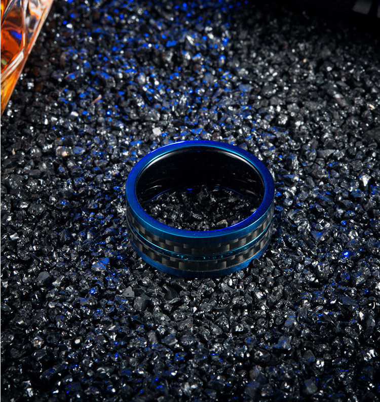 Waterproof Stainless Steel Ring Plated Blue No Fade Men's Simple Finger Rings