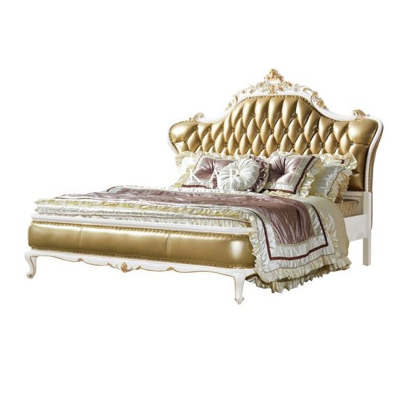 European Luxury Royal Antique Wooden Carving Bedroom Furniture King Size Bed