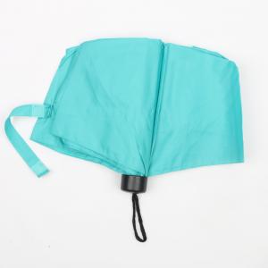 China Blue 3 Fold Compact Travel Umbrella , 190T Polyester Compact Folding Umbrella on sale