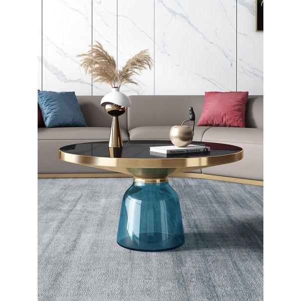 Toughened Bell Blown Glass Coffee Table 35cm High Antiwear