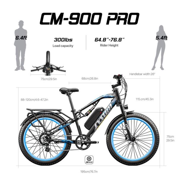 1000w Cargo Fast Fat Tire Electric Bike Motor Brushless 50kmh Velo Cysum M900 Review