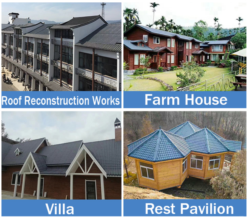 Glazed PVC Roof Tile Synthetic Resinvilla Bamboo Joint Waterproof Tile
