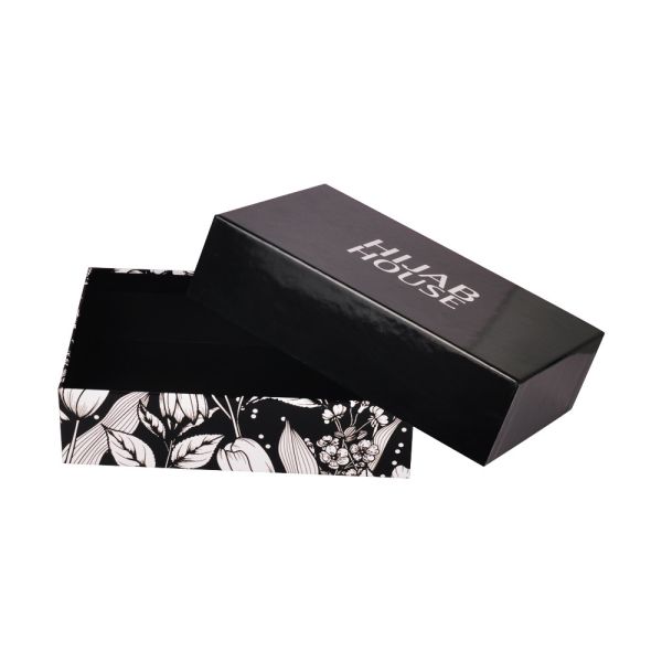 Black Glossy Lamination Paper Packing Boxes With Lid And Bottom