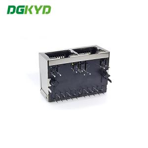 1x2 Port 1000M RJ45 Multiple Port Connectors Socket With LED Light