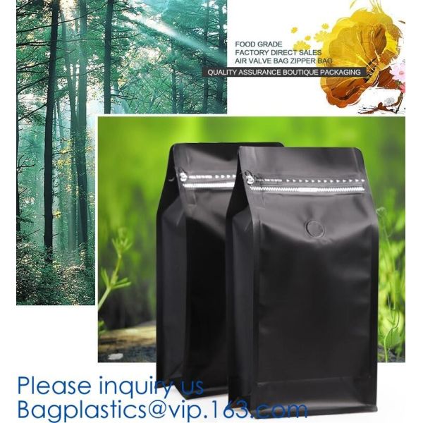 Easy Tear Zipper Top Coffee Stand Up Foil Zipper Bag Side Gusset Bags Square Block Flat Bottom k Packaging Pouch
