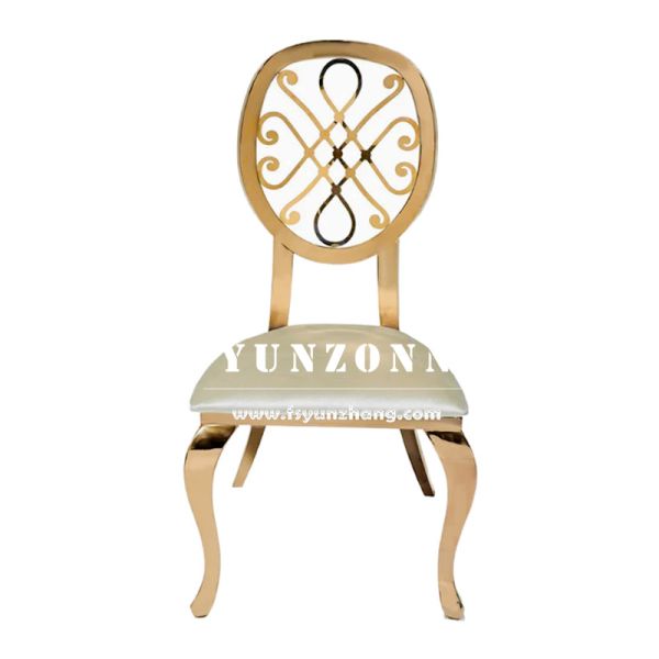 Rose Gold Flower Back Dining Room Furniture Stacking Movable Cushion Wedding Banquet Chair for Event Party Hall