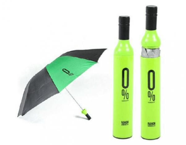 Buy Green Wine Bottle Shaped Foldable Umbrella 35cm Folded Length Strong Steel Frame at wholesale prices