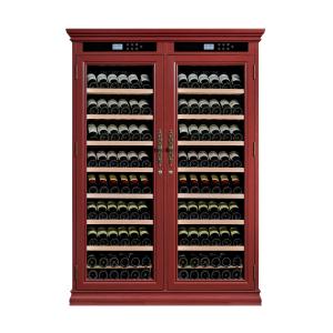 Quality Freestanding Wooden Wine Cooler Cabinet With Dual Glass Doors for sale