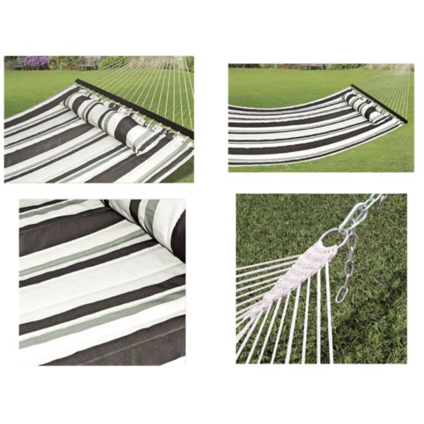 Backpack Portable Camping Hammock Heavy Duty Quilted Fabric Hammock With Pillow