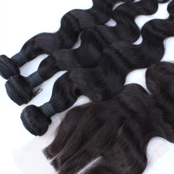 Virgin Brazilian Human Hair Lace Closure With Bundles Unprocessed 4x4 Lace Closure