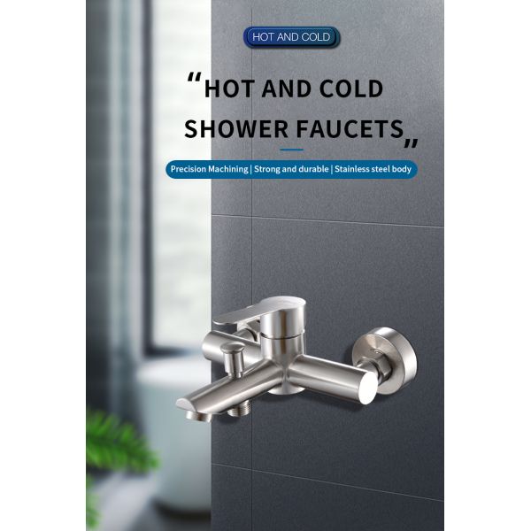Silver Luster Stainless Steel Hot Cold Bathroom Faucet Contemporary