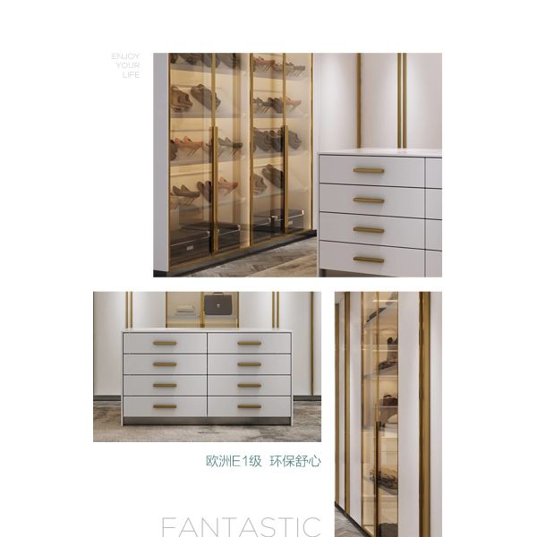 410 430 Steel Stainless Wardrobe Almirah With Glass Shelves Drawers OEM