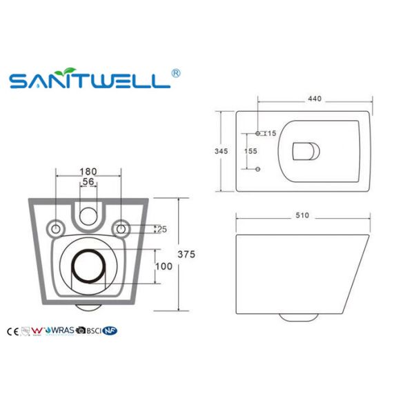 Small Bathroom Wall Outlet Toilet / Wall Hanging Wc Integrated Structure